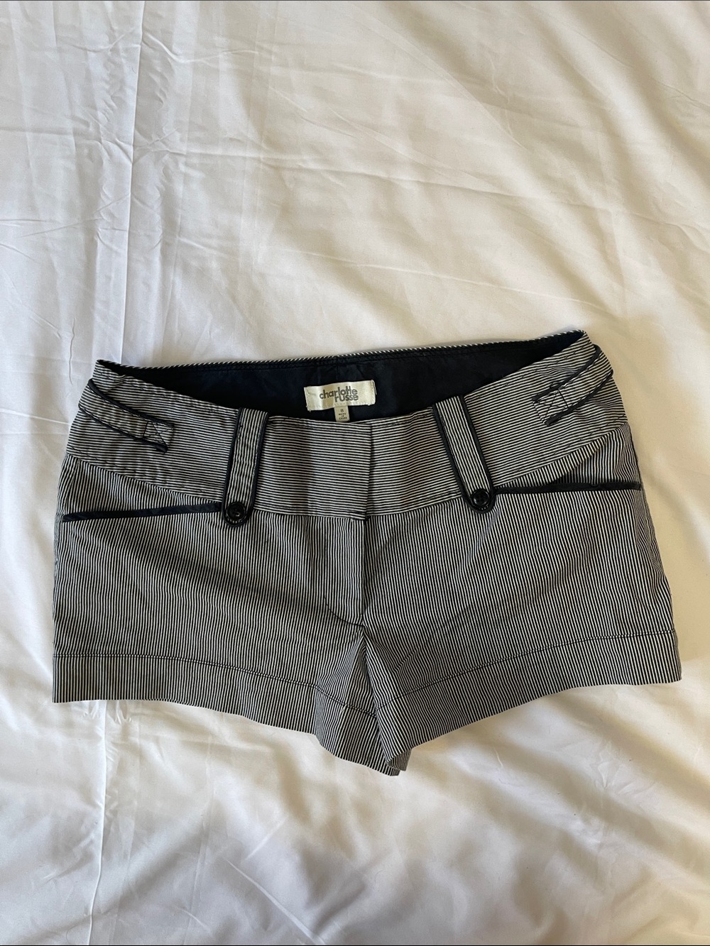 Charlotte Russe Black and White Pinstriped High Waist Shorts